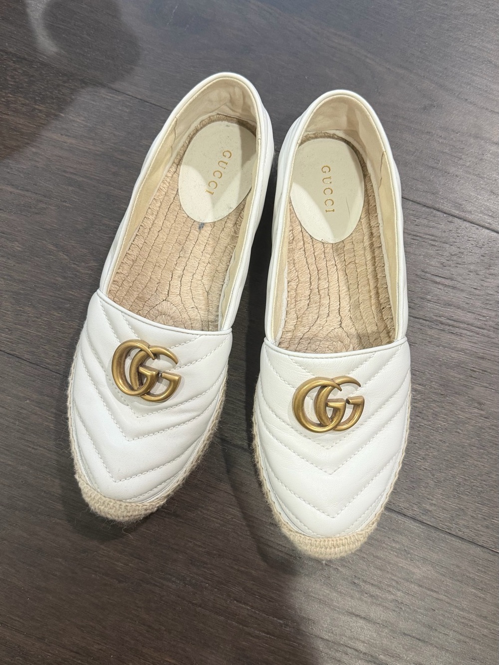 Gucci Double G Logo Leather Espadrilles